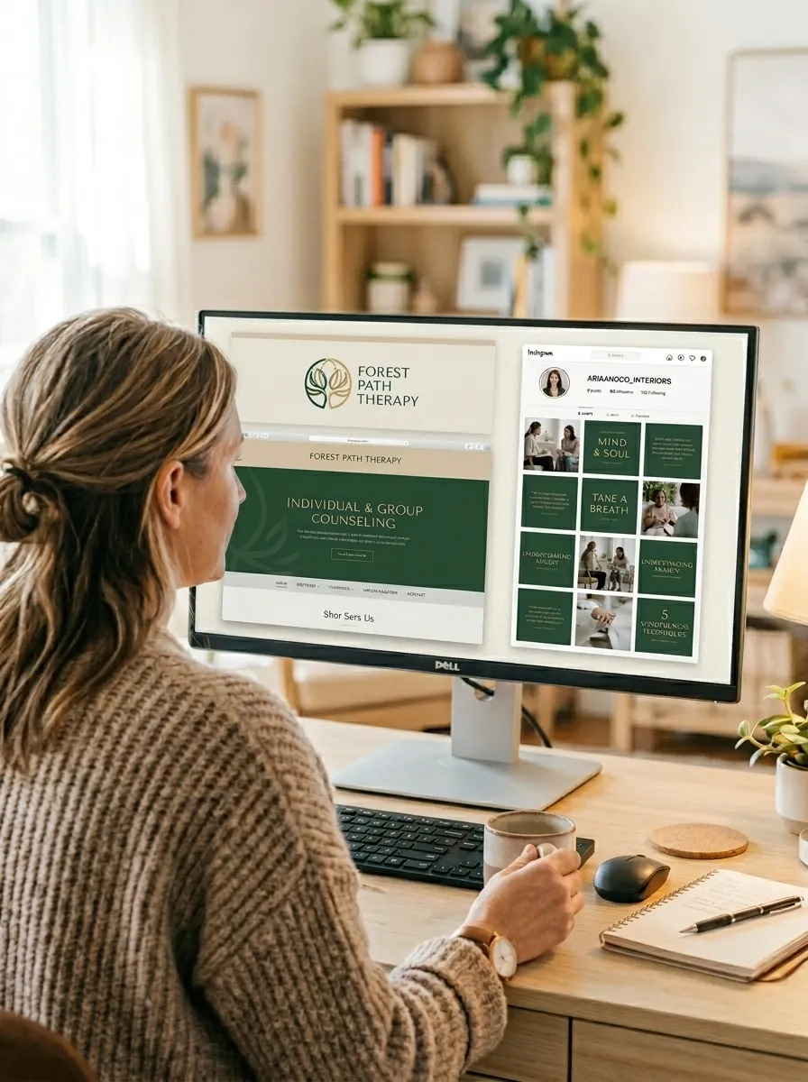 A calm, professional website for a therapist or counselor