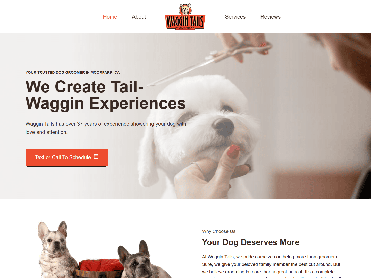 The website for a service based business.