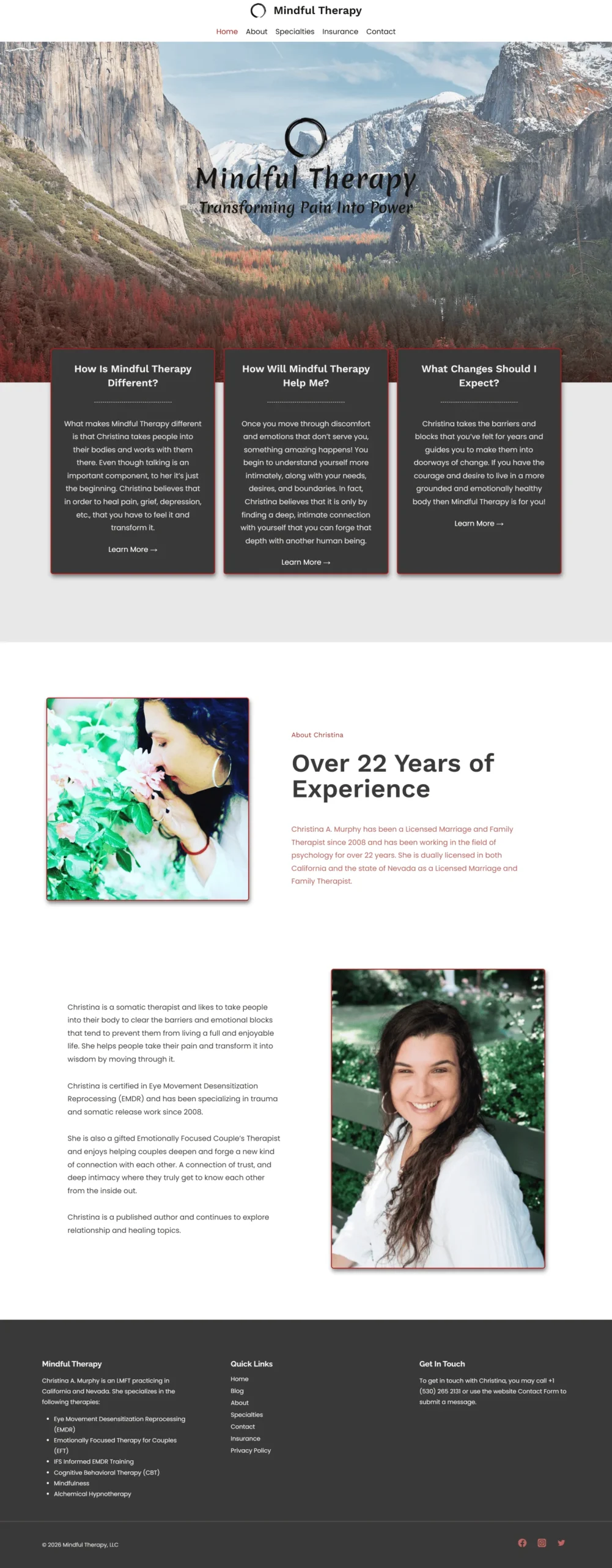 Mindful Therapy — the original website (before)