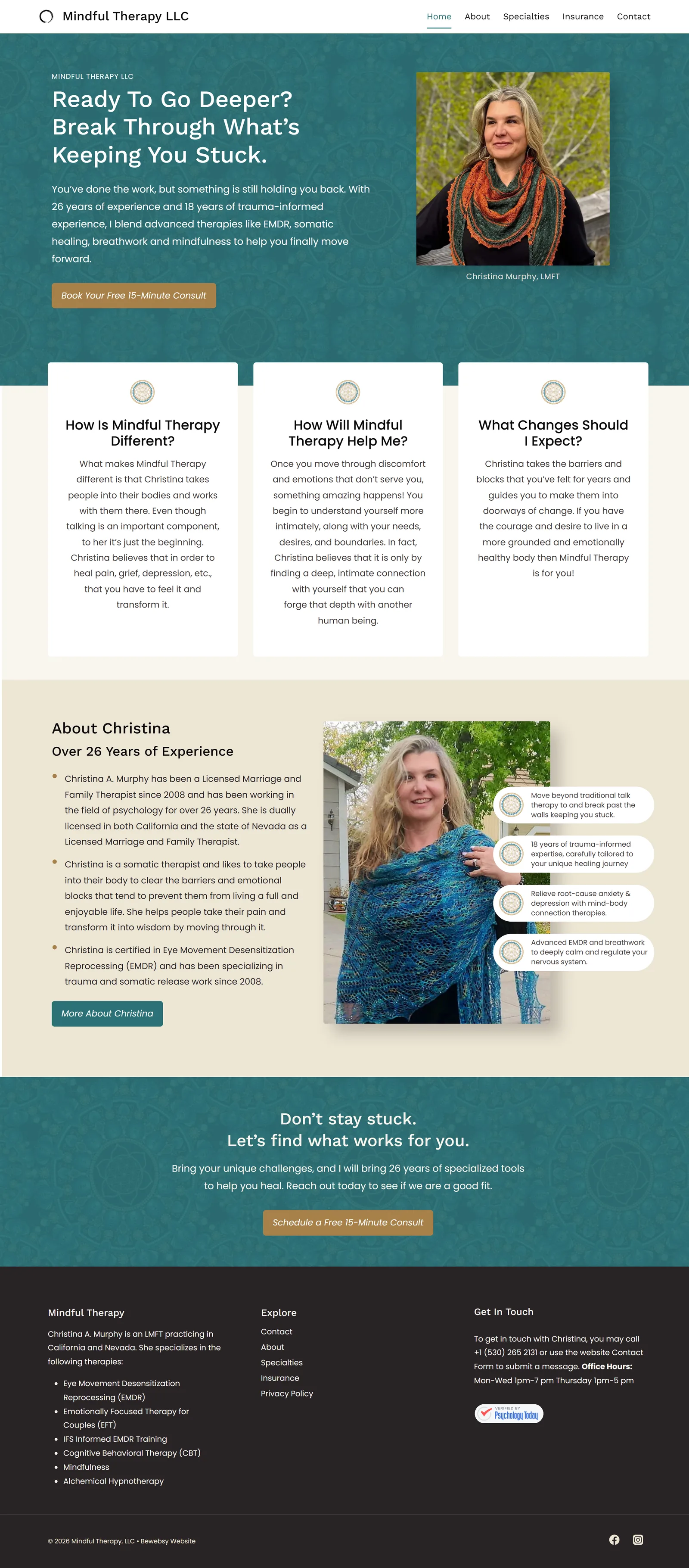 Mindful Therapy — the redesigned website (after)