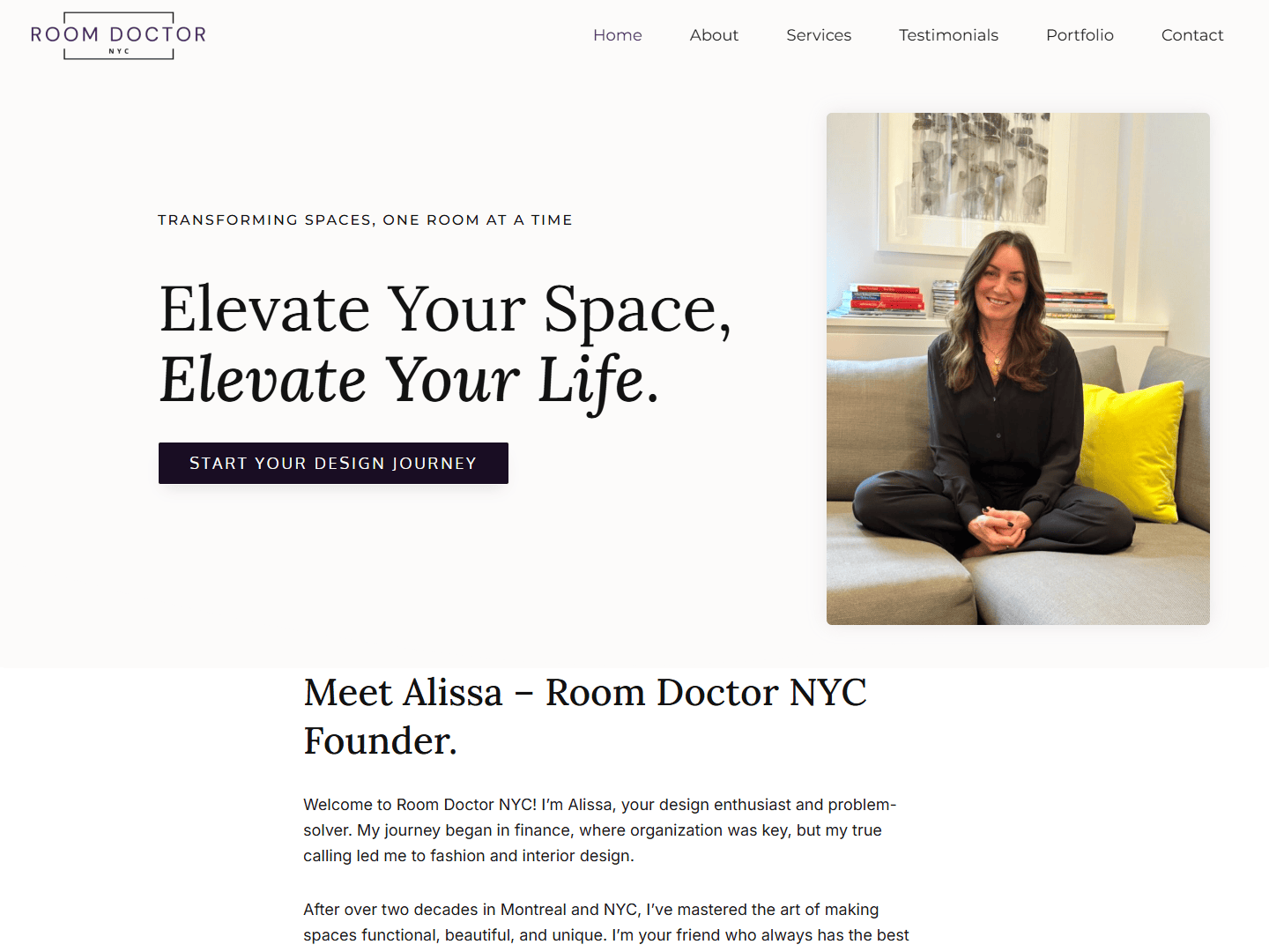 The website hero area for Room Doctor NYC
