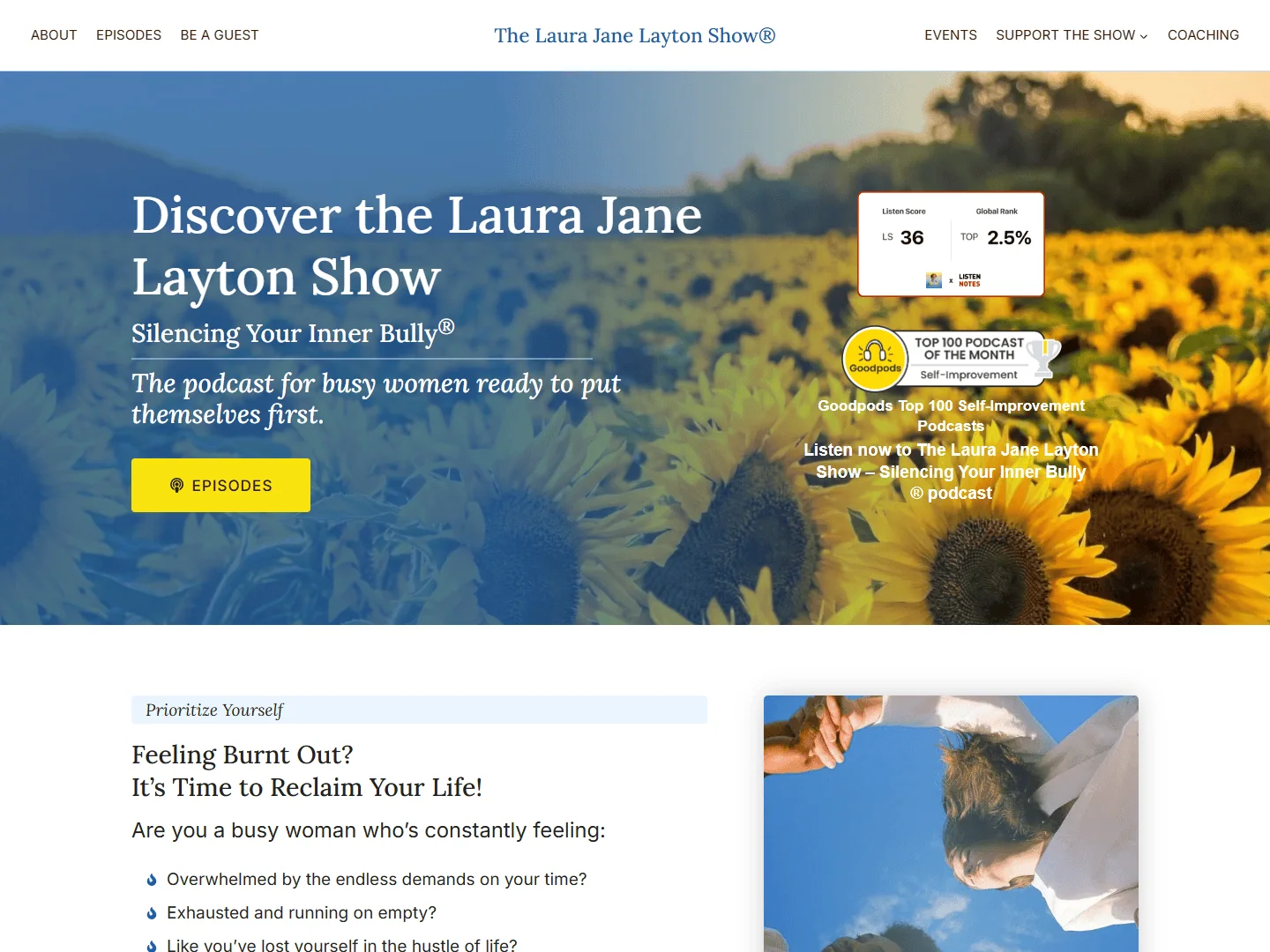 The Laura Jane Layton Show website hero area.