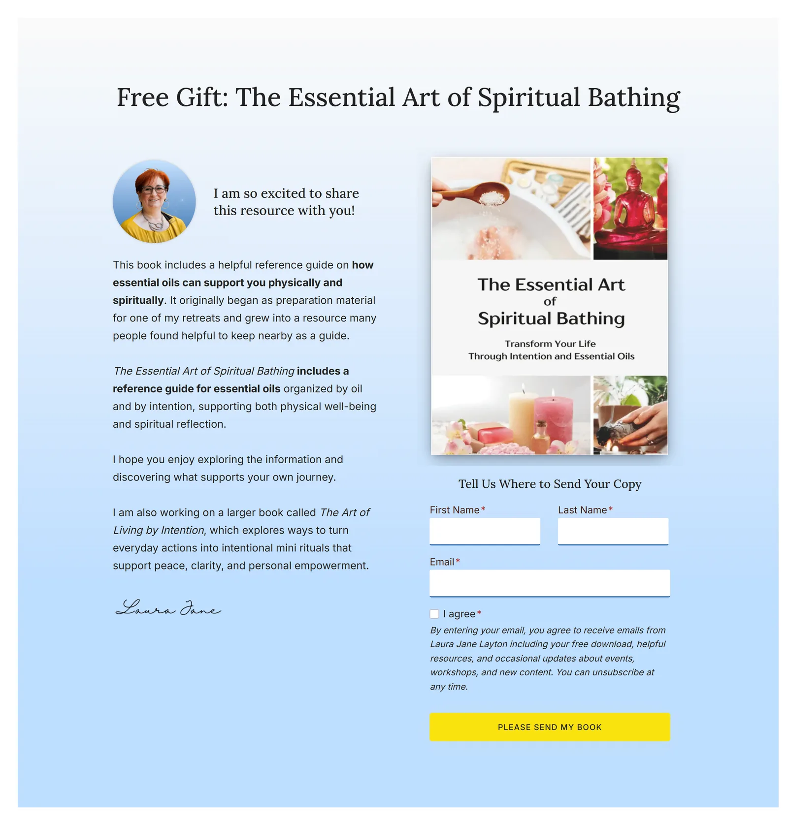 Free Spiritual Bathing book offer signup page